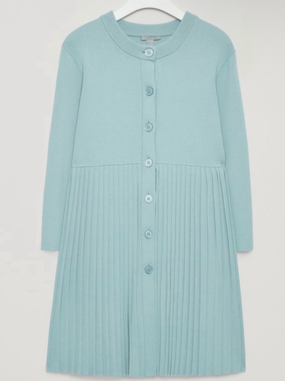 COS Pleated Long Cardigan Tunic Sage Green Minimalist Size S